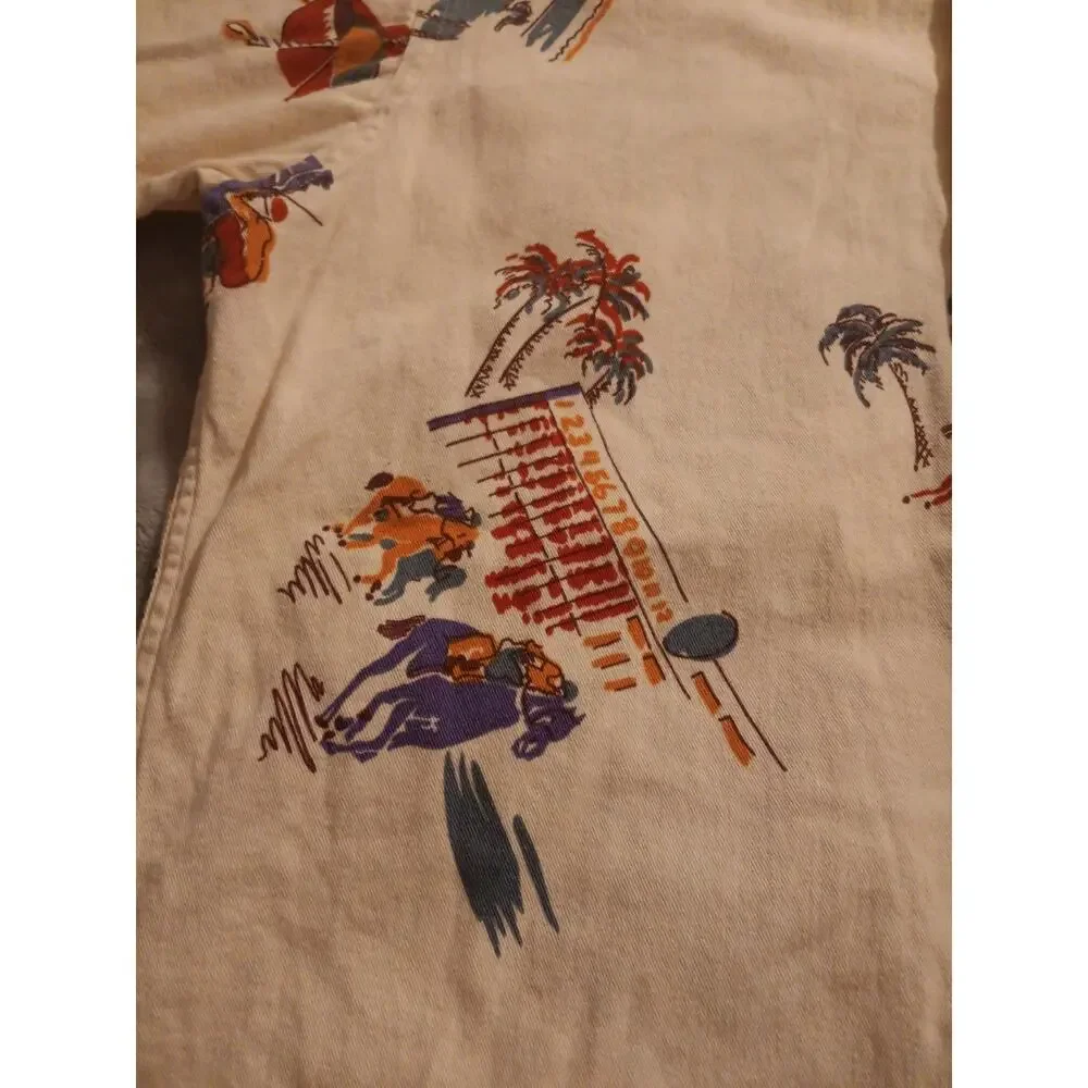 Vintage Polo Ralph Lauren Button Up Shirt Loop Collar Boys L Horse Racing